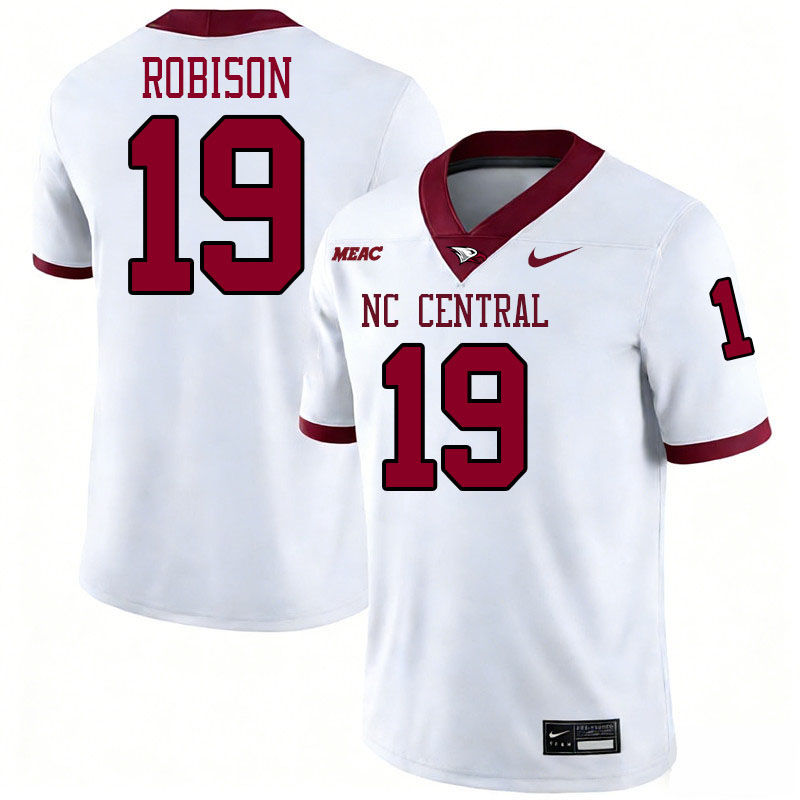 North Carolina Central Eagles #19 Kaleb Robison College Football Jerseys,Uniforms Stitched-White